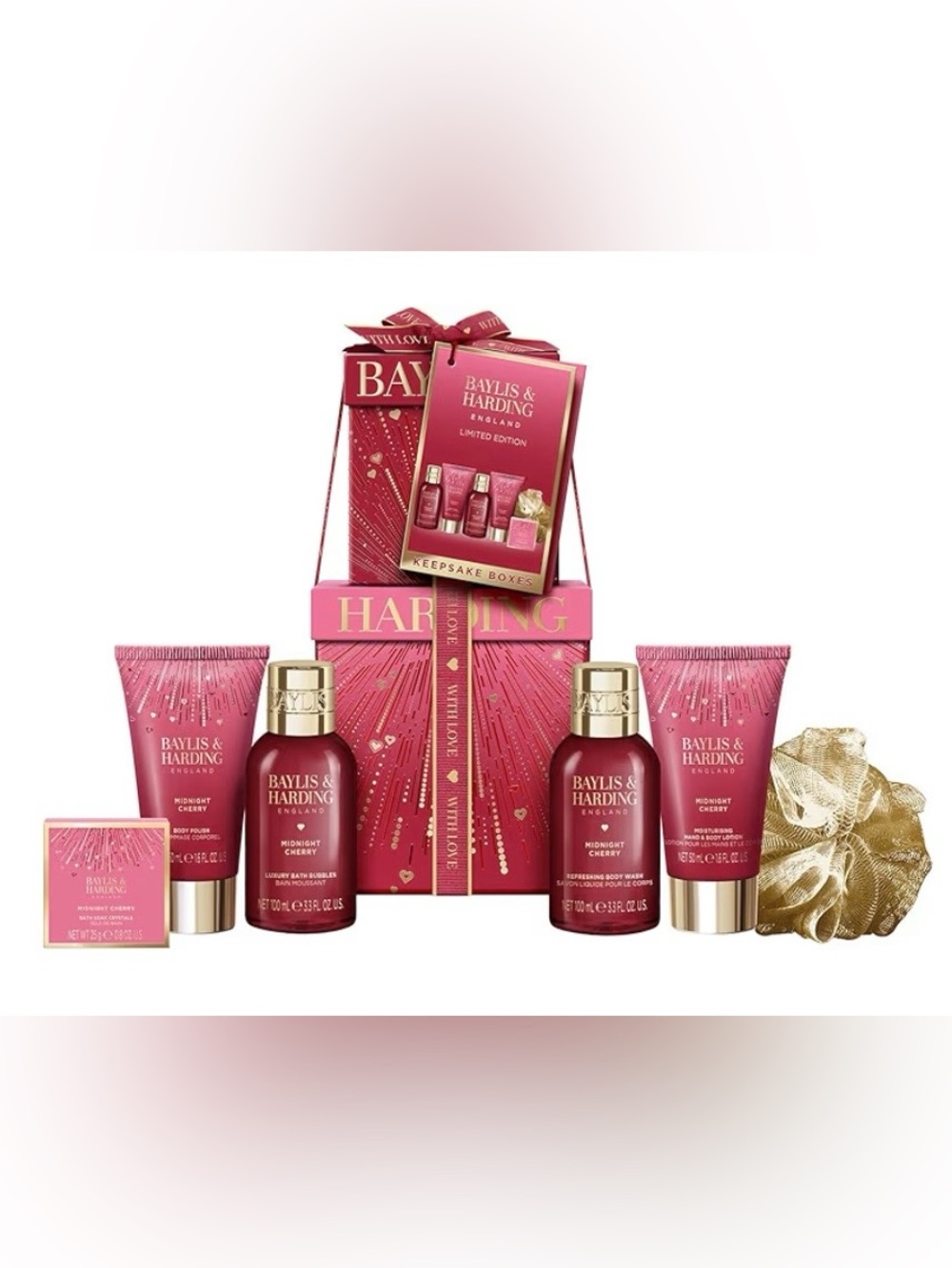 Baylis & Harding Midnight Cherry Luxury Pamper Present Gift Set For Women - Picture 1 of 6